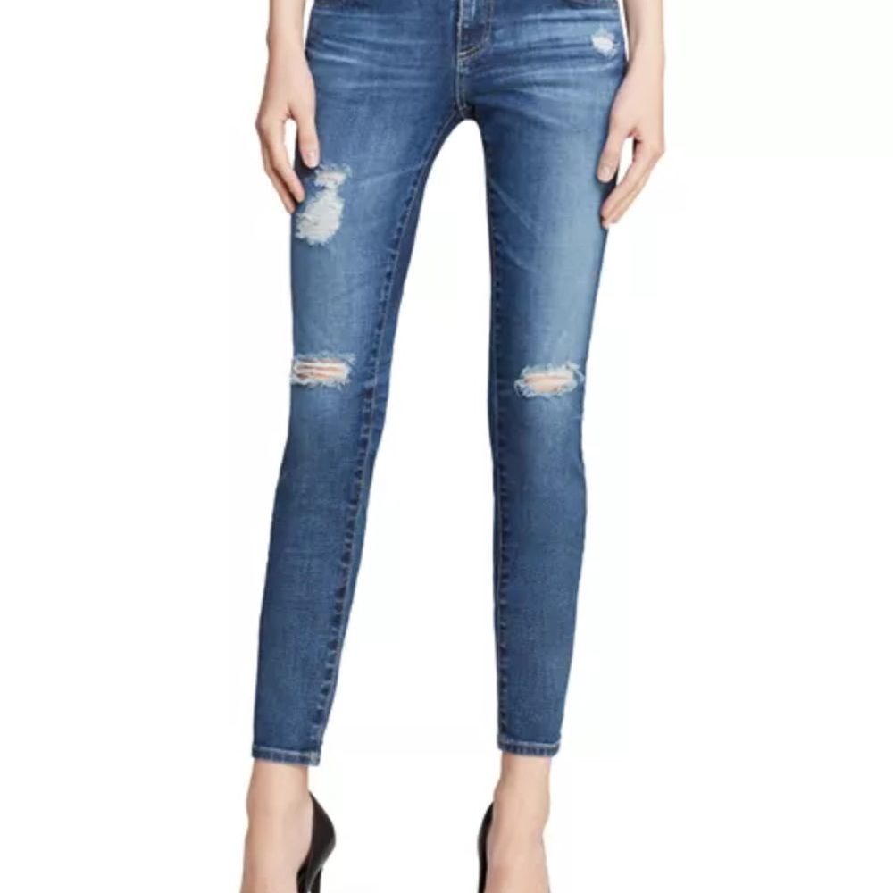 AG THE LEGGING ANKLE Women's Blue Distressed Jeans
